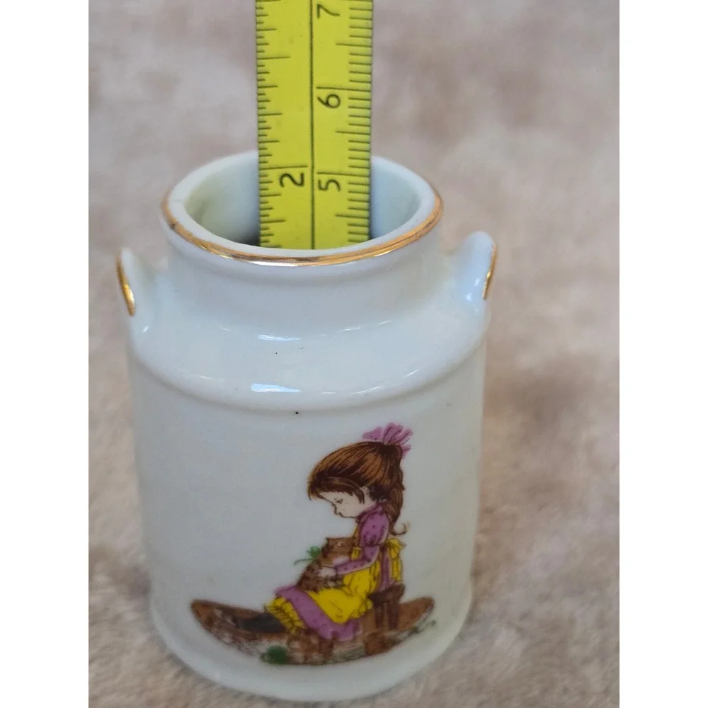 Vintage 1976 Petticoats & Pantaloons Ceramic Miniature Milk Can Toothpick Holder